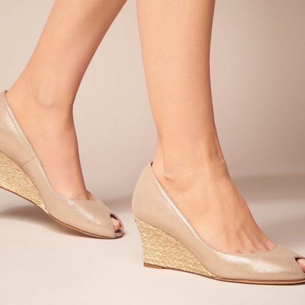 LK Bennett Edee Gold Suede Heels Espadrille Sandals Kate Middleton Size 37